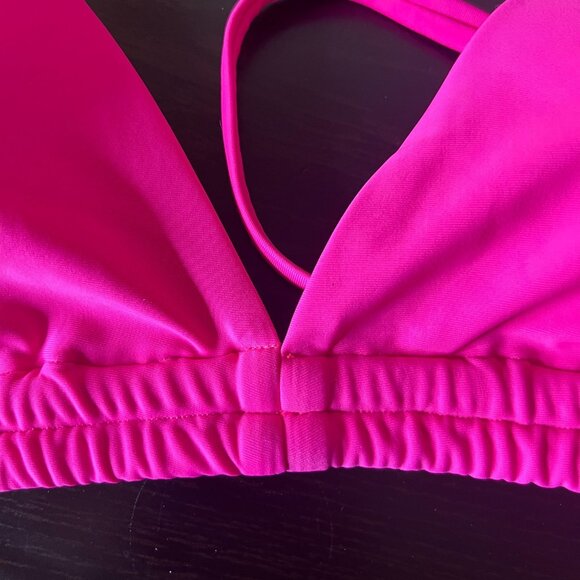 Neon Pink Triangle Bikini Top L Swimwear Festival Beachwear UPF50+ Beach Travel - Picture 6 of 6